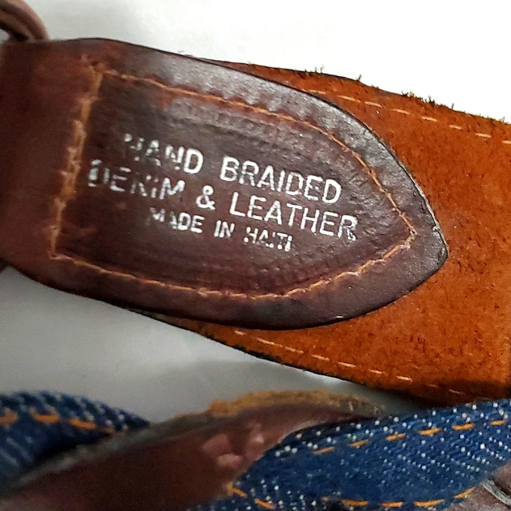Hand Braided Leather & Denim Rodeo Vintage Casual Belt S/M